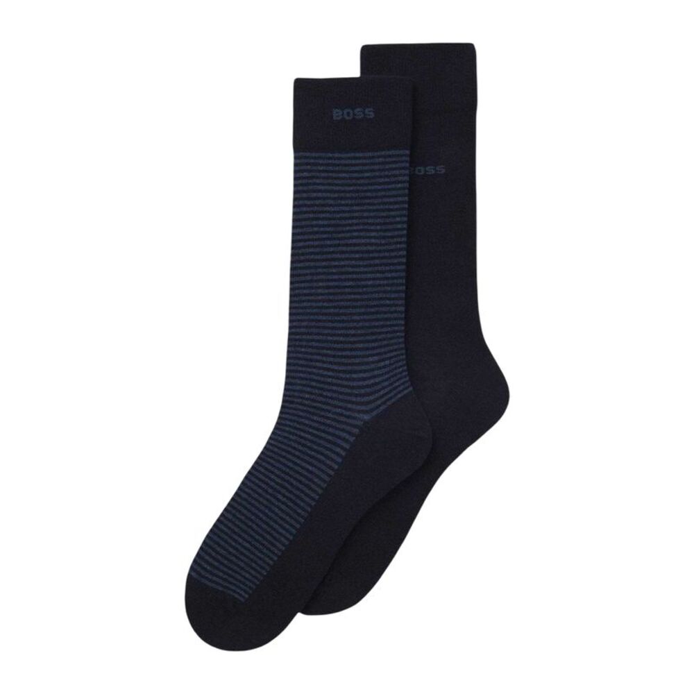 Boss Mens Socks (Pack of 2) / Dark Blue Stripe